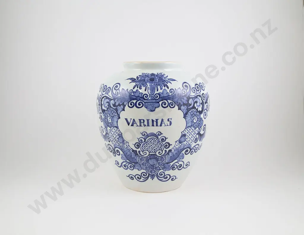 C18th Style Delft "Varinas" Blue & White Tobacco Jar Image 1++