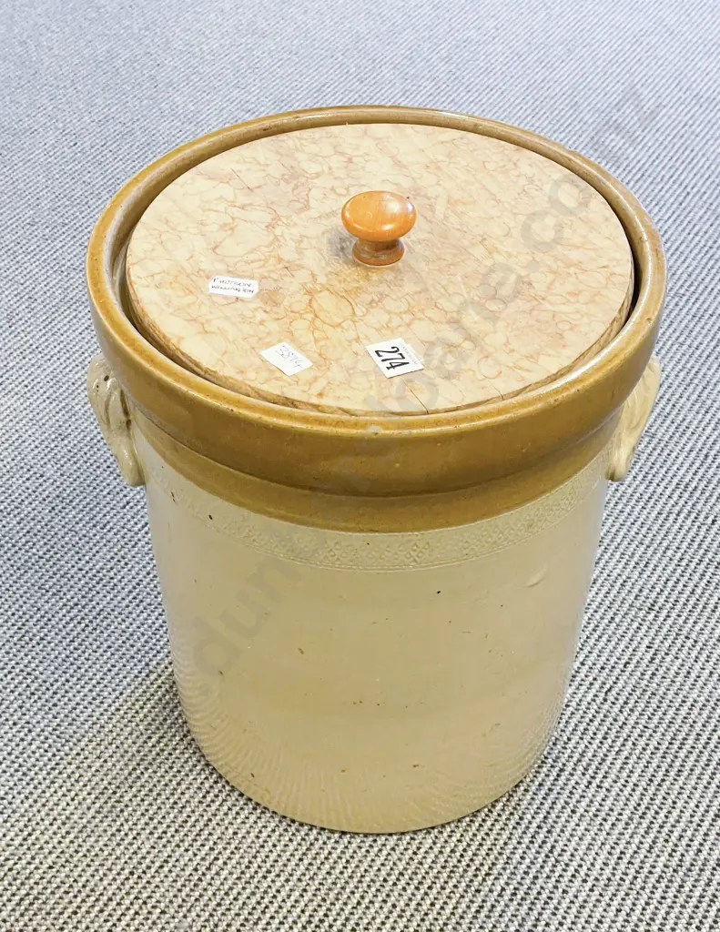 P Hutson Wellington Large Crock with Turned Wooden Lid Image 1++