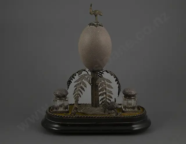 Late C19th Australian S/Plate & Emu Egg Mounted Desk Stand Image 1++