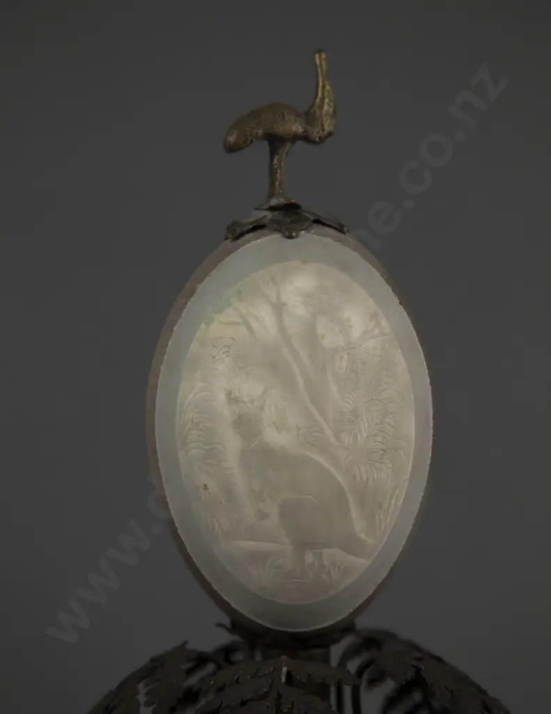 Late C19th Australian S/Plate & Emu Egg Mounted Desk Stand Image 1++