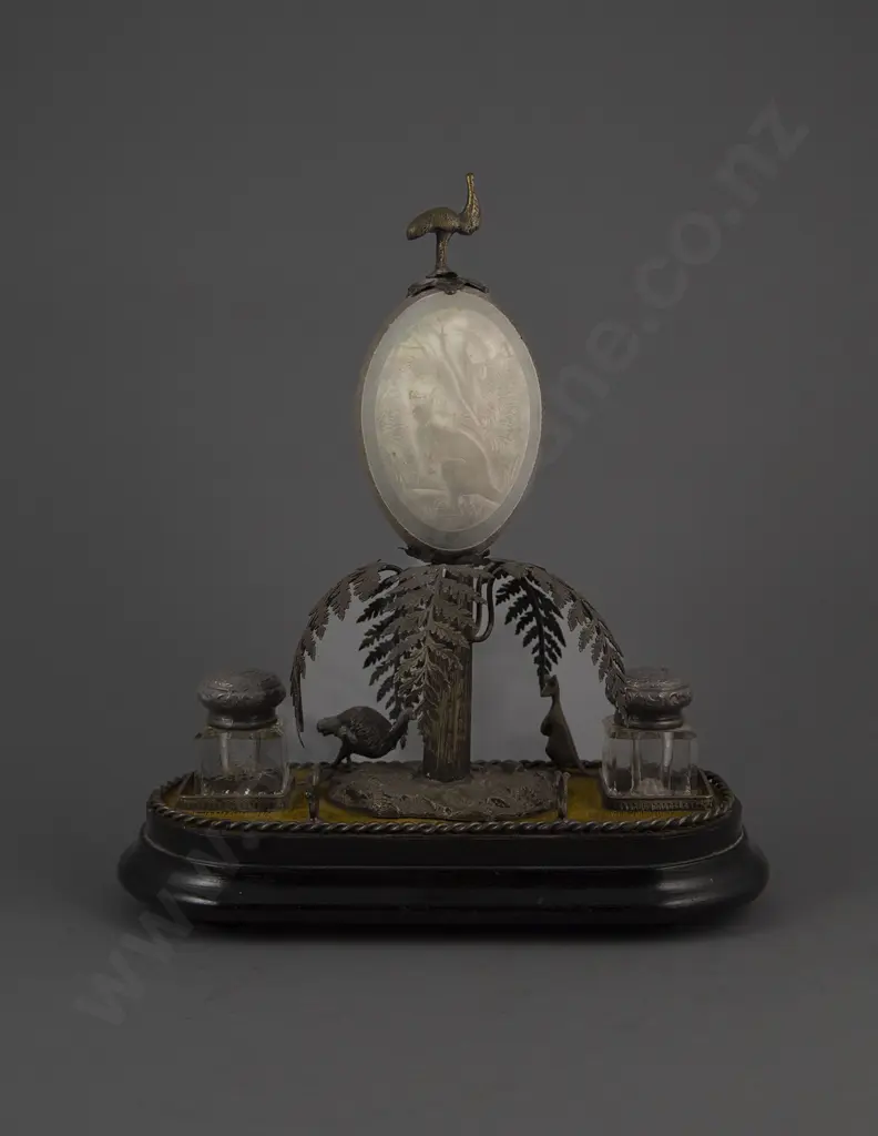 Late C19th Australian S/Plate & Emu Egg Mounted Desk Stand Image 1++