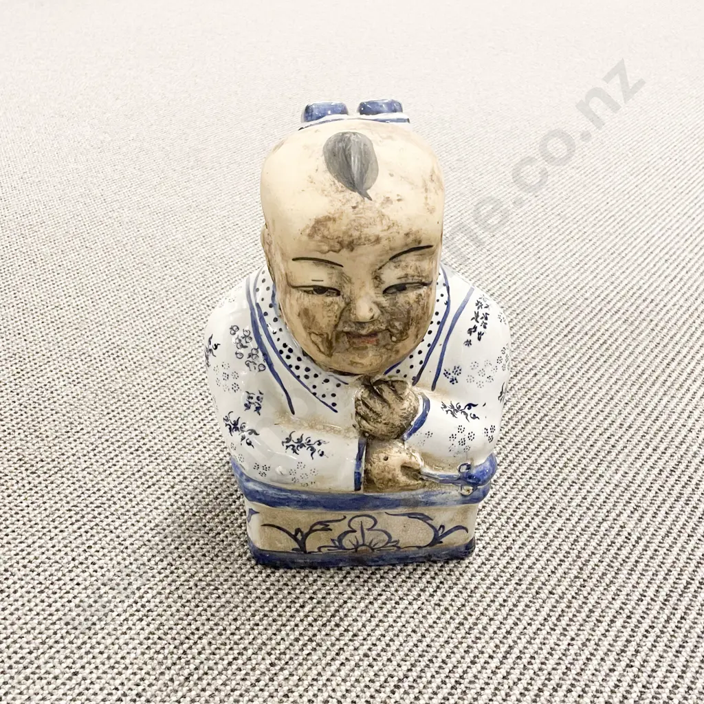 Chinese Blue and White Figured China Pillow Image 1++