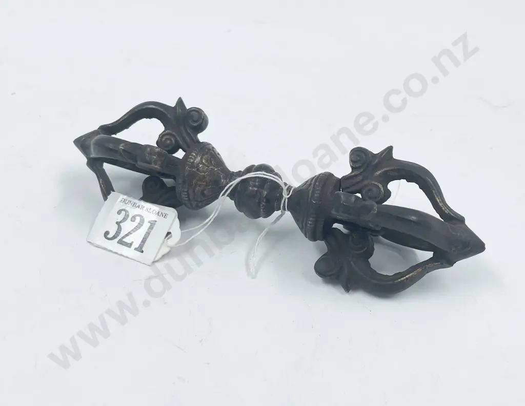 Tibetan Cast Iron with Gilt Highlight Dorje Image 1++