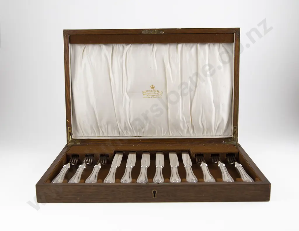Cased Set Of 6 Mappin & Webb S/P Dessert Knives & Forks Image 1++