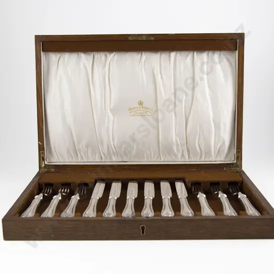 Cased Set Of 6 Mappin & Webb S/P Dessert Knives & Forks