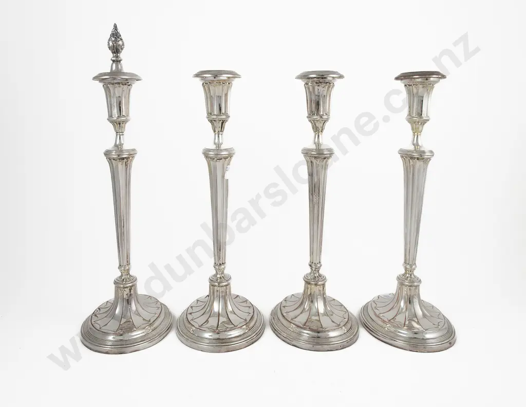Set Of 4 C19th Sheffield Plate Table Candlesticks Image 1++