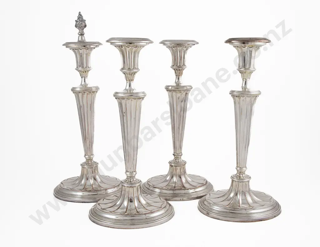 Set Of 4 C19th Sheffield Plate Table Candlesticks Image 1++