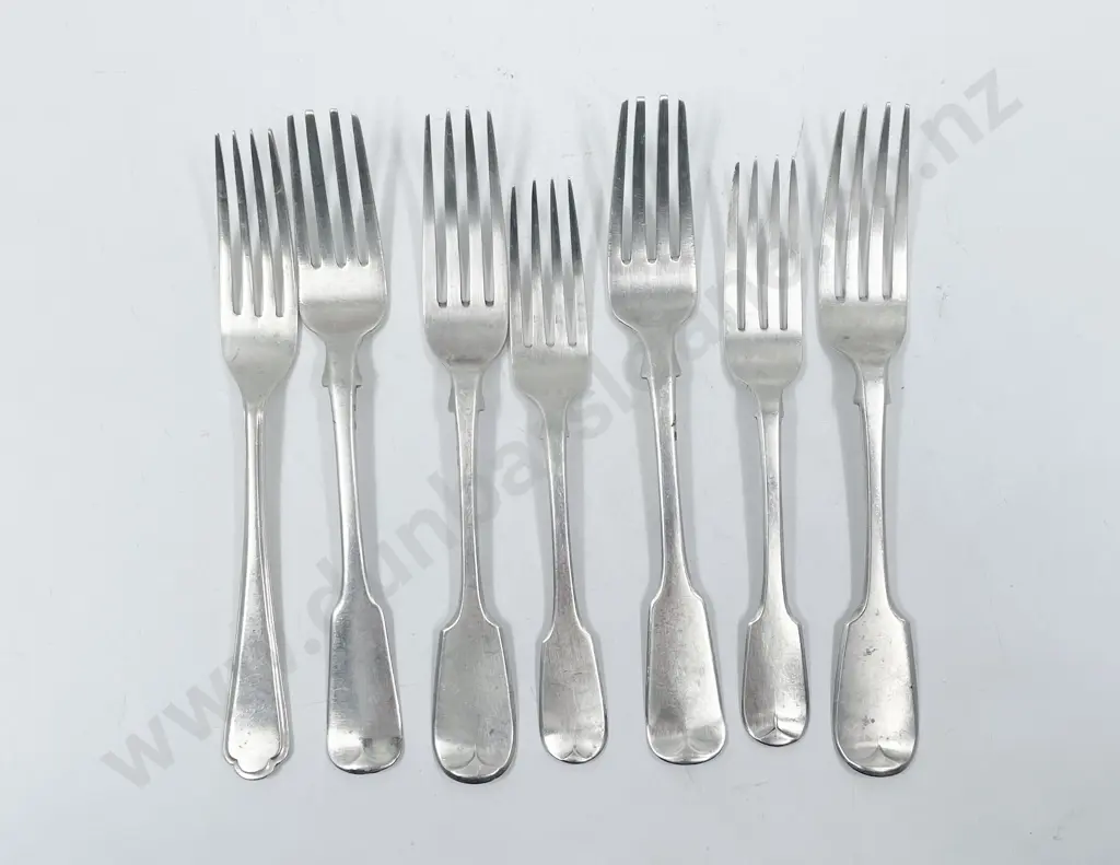 Seven Vict and Georgian Sterling Silver Fiddle Pattern Forks Image 1++