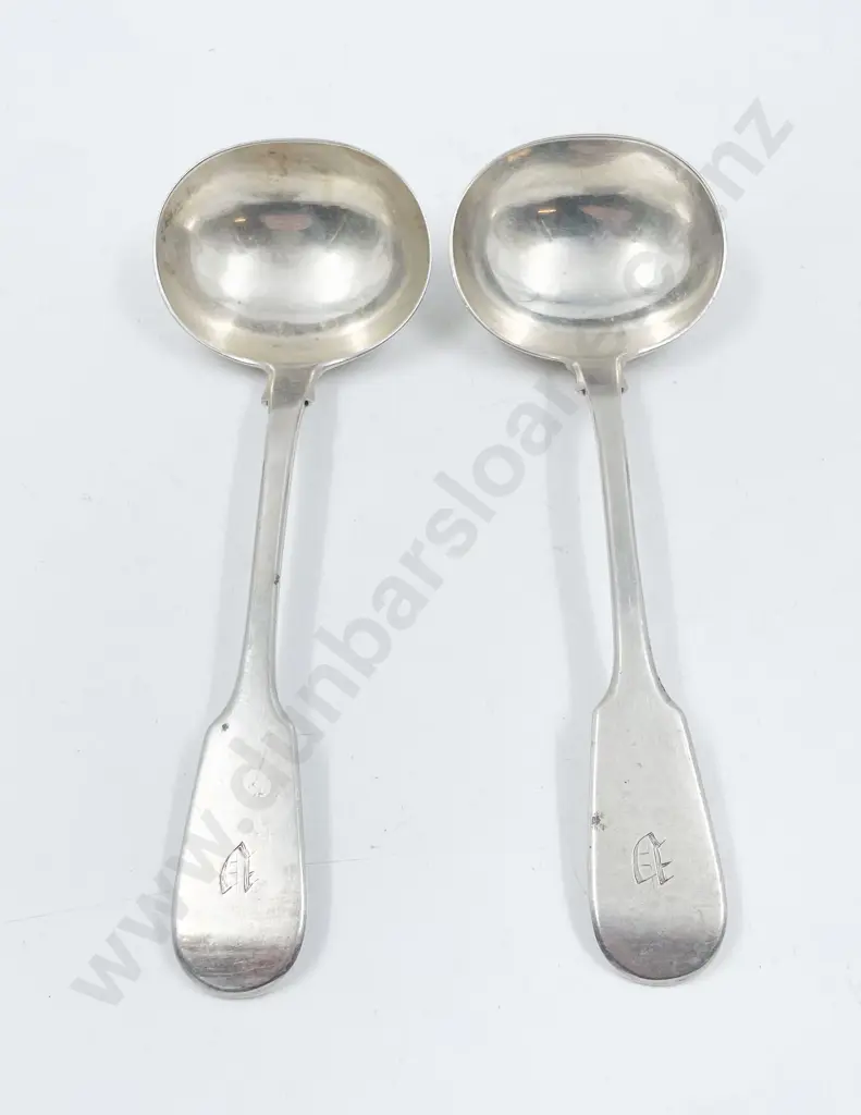 Pair of Vict Sterling Silver Fiddle Pattern Sauce Ladles Image 1++