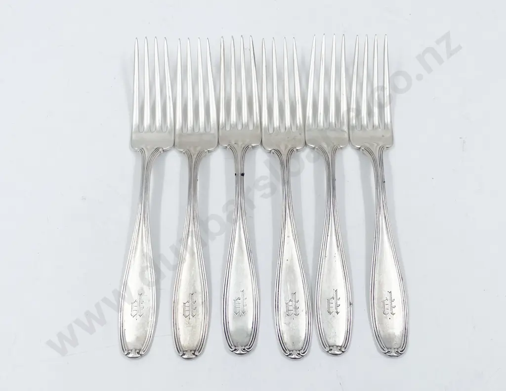 Set of Six Sterling Table Forks Image 1++
