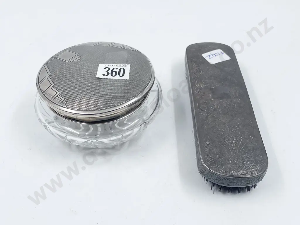 Art Deco S/S Cupboard Powder Bowl & S/S Cupboard Clothes Brush Image 1++