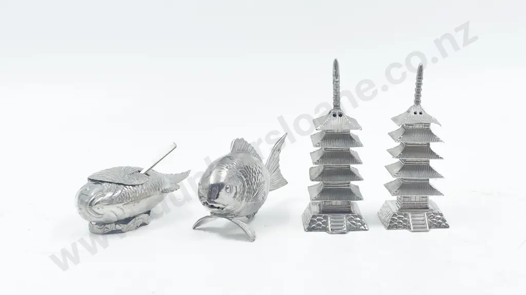 Japanese .950 Sterling Two Condiment Sets Image 1++