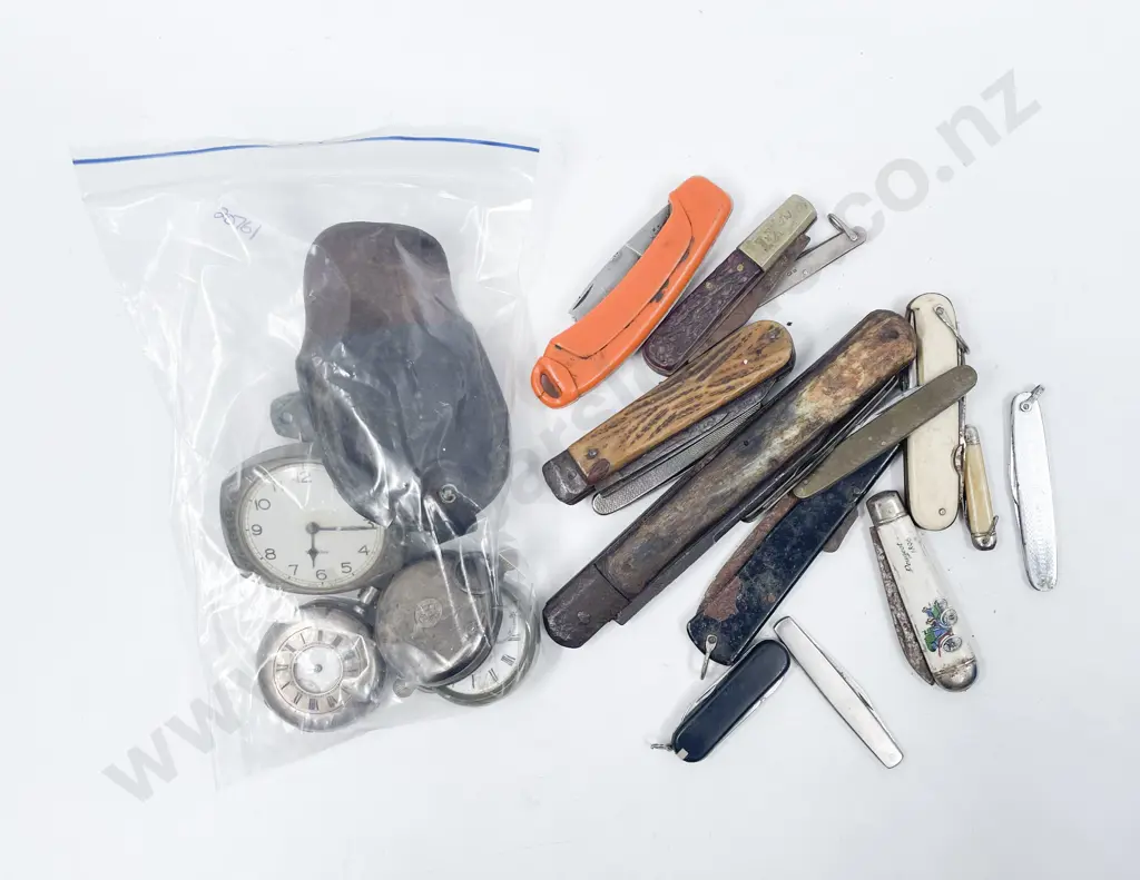 Collection of Various Pocket Knives & Pocket Watches Image 1++