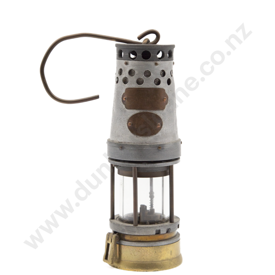 Antique Steel & Brass Miners Lamp