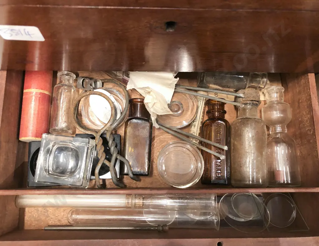 Vict Partly Fitted Mahogany Doctor's/Chemist's Work Box Image 1++