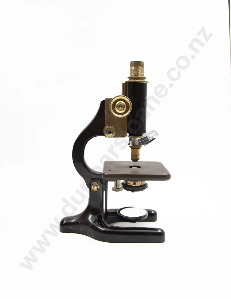 Vintage Cased Brass & Black Lacquered Monocular Microscope By W. R. Prior & Co, London Image 1++