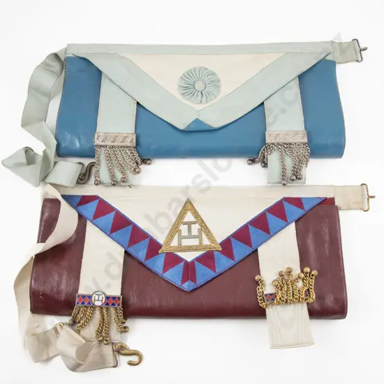 Cased Two Lodge Aprons