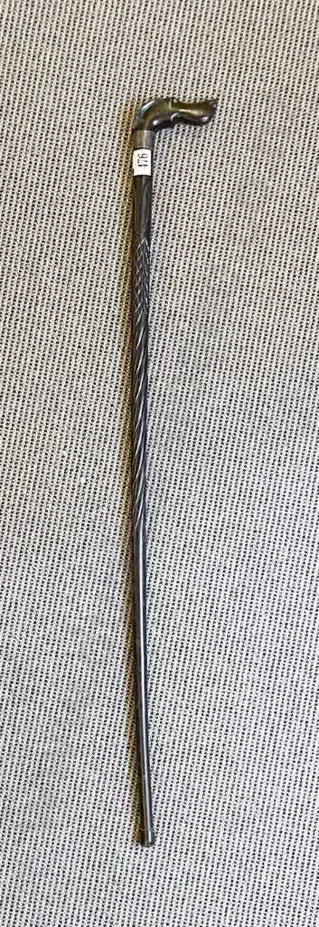 Dog Handled Ebony Walking Cane Image 1++