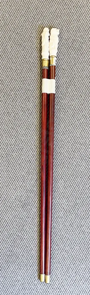 Two Modern Carved Bone Handled Walking Canes Image 1++