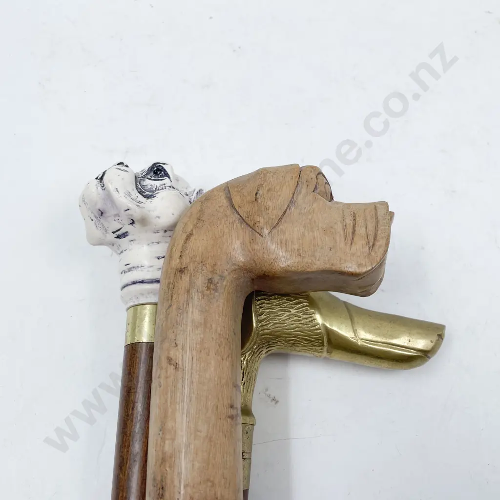 Three Modern Dog Handled Walking Canes Image 1++