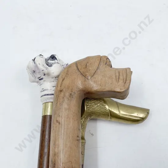 Three Modern Dog Handled Walking Canes