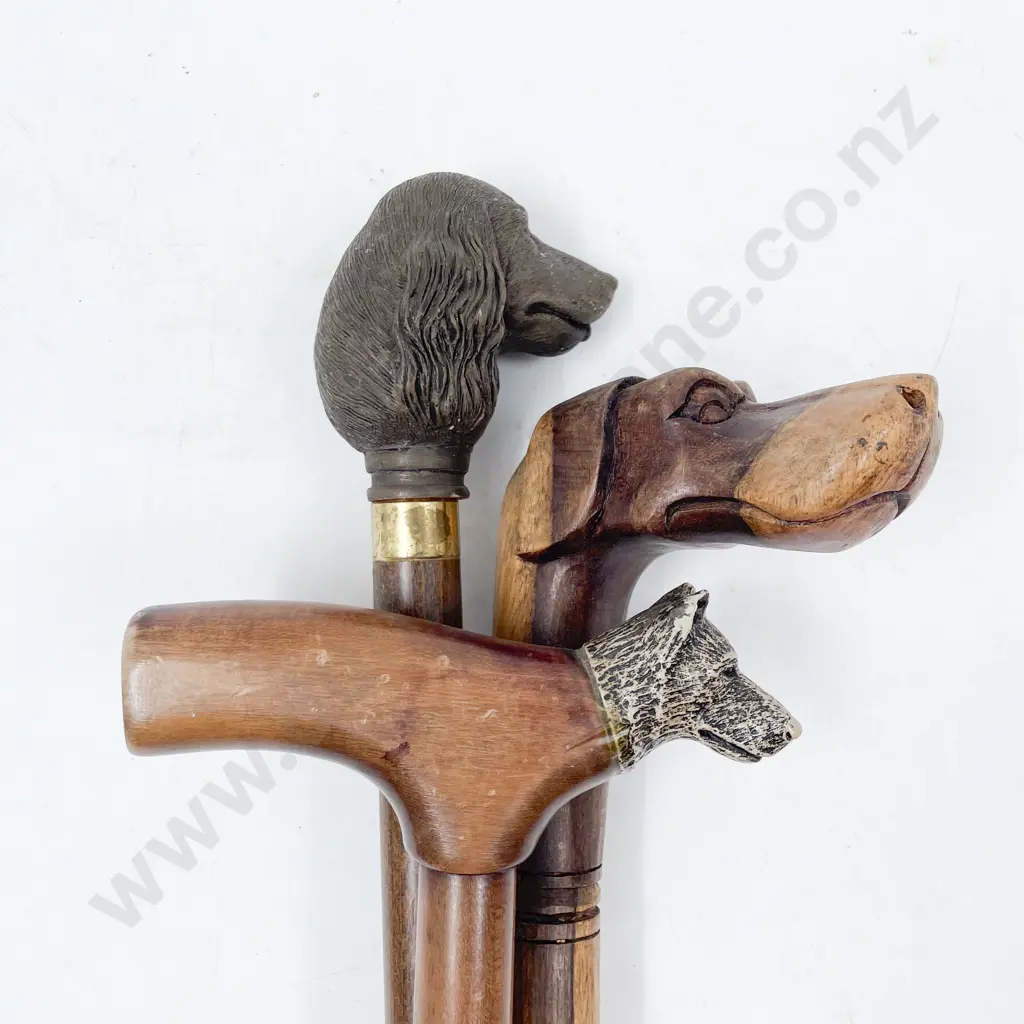 Three Modern Dog Handled Walking Canes Image 1++