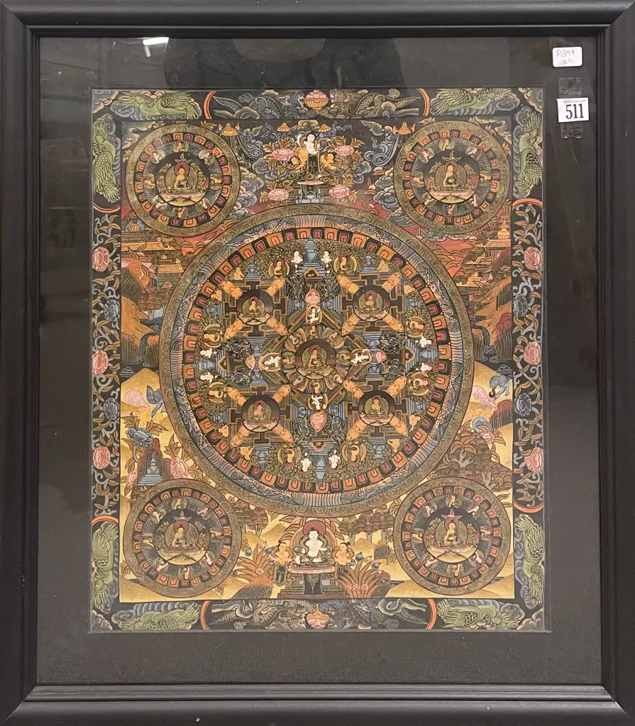 Framed Buddhist Thangka Image 1++