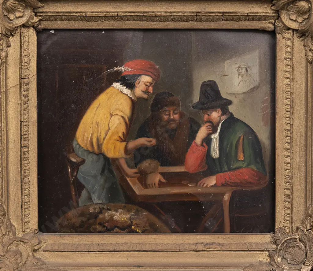 A Pair Of Early C19th Dutch Oil On Tin Paintings Of Tavern Interiors Image 1++