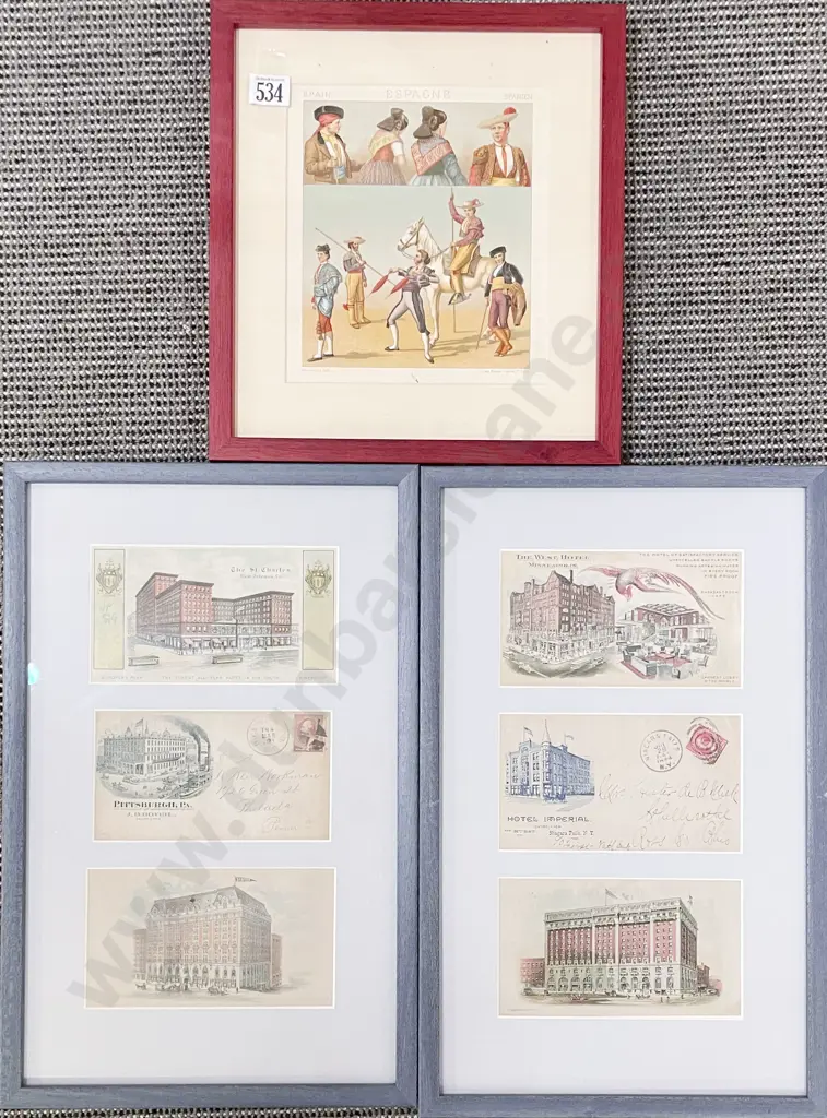 Three Framed Reproduction Vintage Prints Image 1++