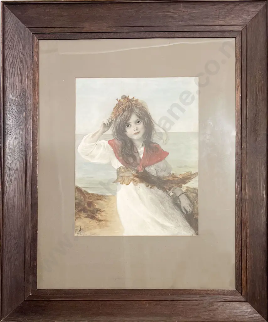 Blanche Jenkins - Girl By the Sea - Victorian Hand Coloured Print Image 1++