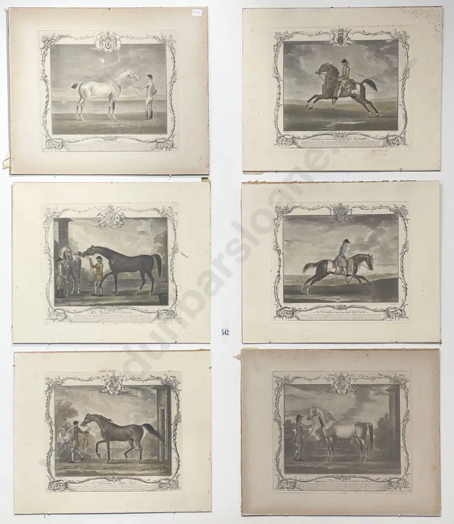 Set of Six Georgian Racehorse Hand Coloured Etchings Image 1++