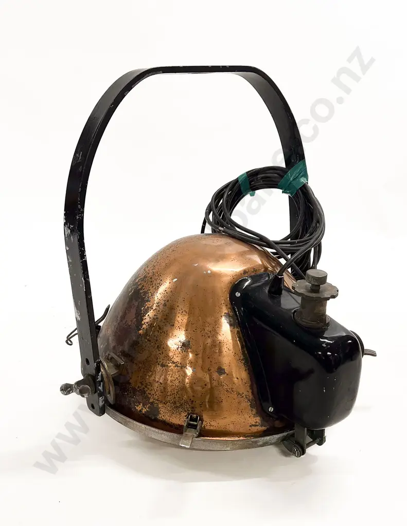 Cast Iron Copper & Brass Large Vintage Search Light Image 1++