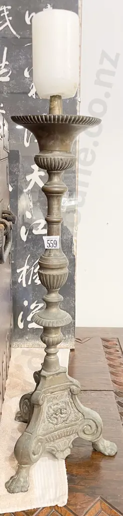 Single Cast Metal Church Candlestick Image 1++