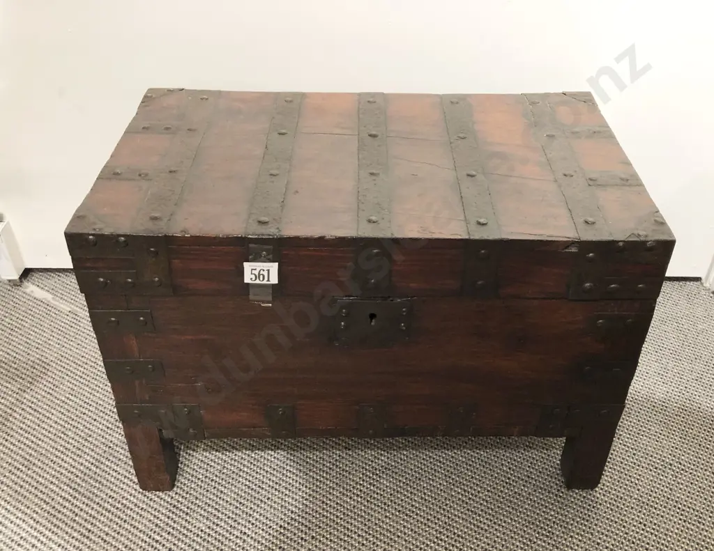 Teak Iron Bound Treasure Box Image 1++