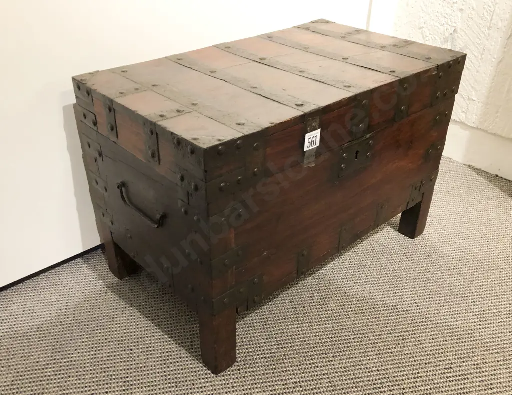 Teak Iron Bound Treasure Box Image 1++