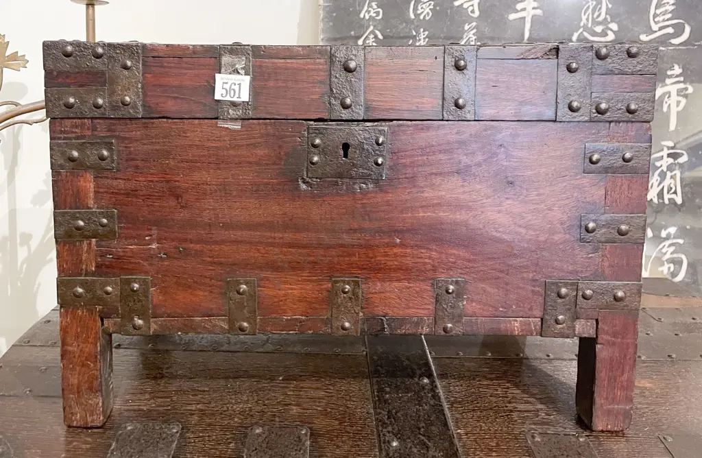 Teak Iron Bound Treasure Box Image 1++