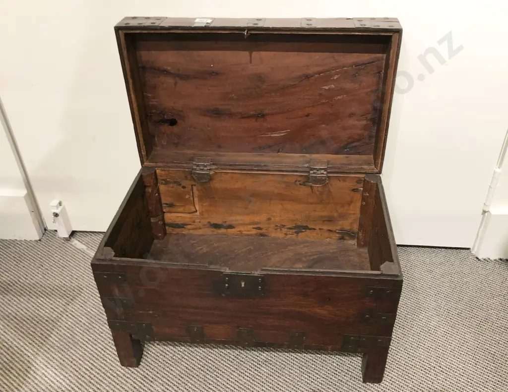 Teak Iron Bound Treasure Box Image 1++