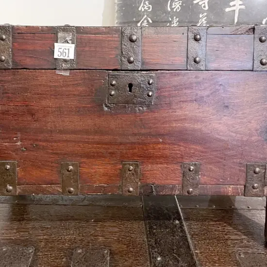 Teak Iron Bound Treasure Box