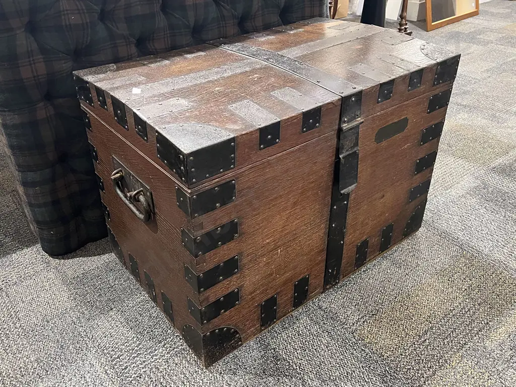 19th Century Iron Bound Silver Chest Image 1++
