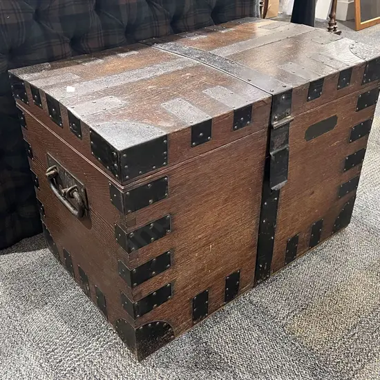 19th Century Iron Bound Silver Chest