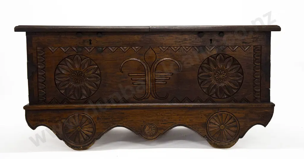 Large Indonesian Grobog Wooden Merchants Trunk Image 1++