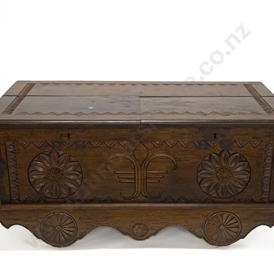 Large Indonesian Grobog Wooden Merchants Trunk