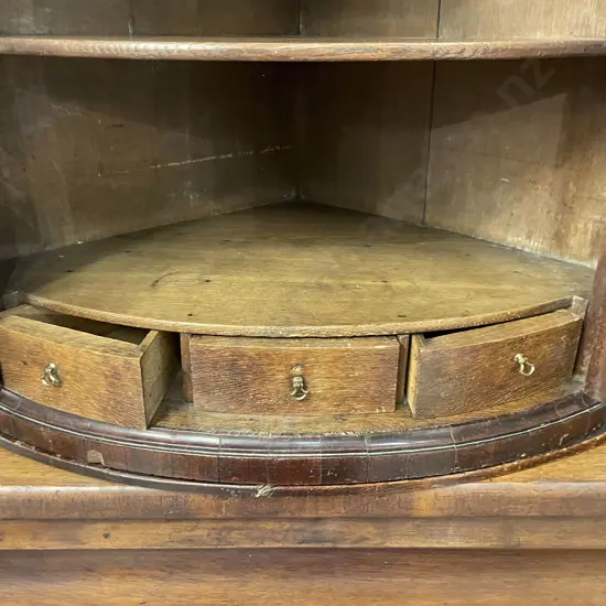 Geo III Mahogany Bowfront Corner Cabinet
