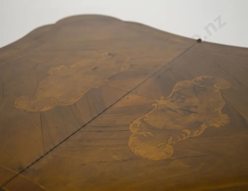 French Walnut Kingwood & Marquetry Foldover Card Table Image 1++