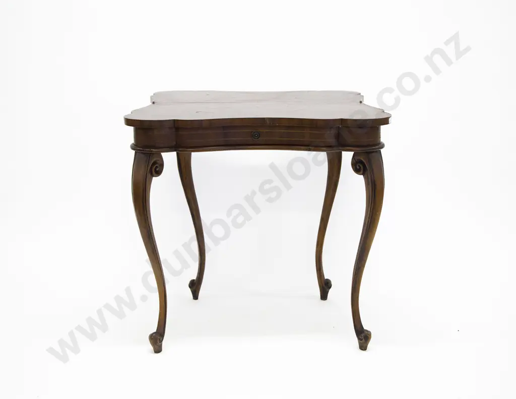 French Walnut Kingwood & Marquetry Foldover Card Table Image 1++