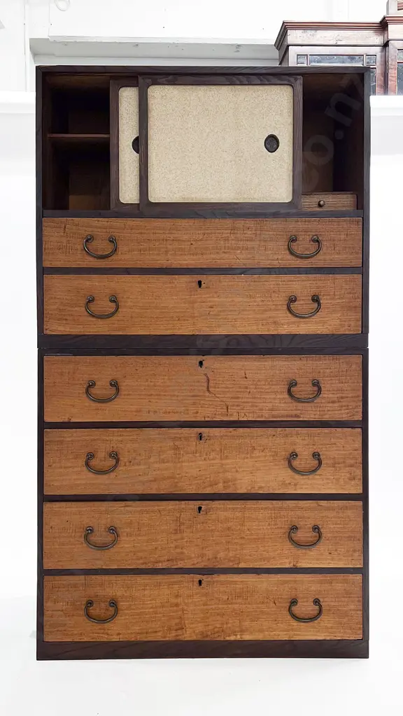 Antique Japanese Two Section Kimono Chest Image 1++