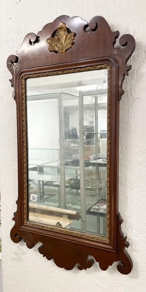 Geo III Mahogany Fretwork Wall Mirror Image 1++