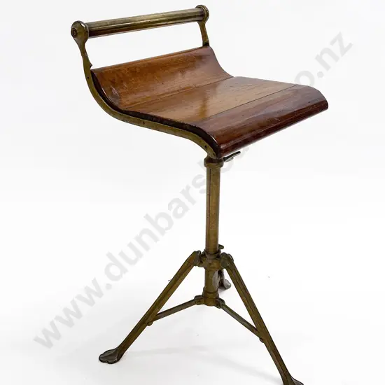 Edw Brass and Fruitwood Piano Stool