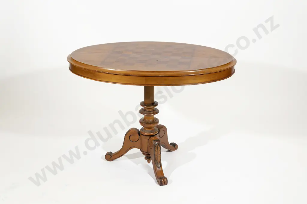 Late C19th NZ Colonial Oval Snap Top Games Table Image 1++