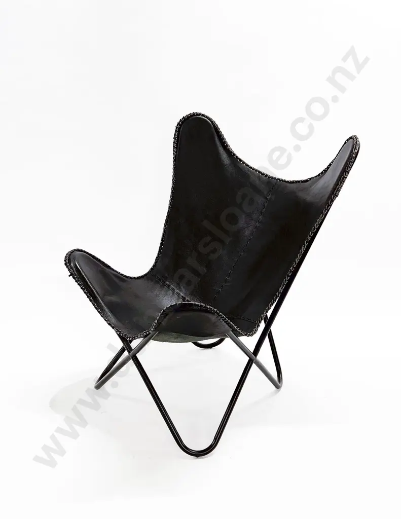 Modern Butterfly Chair with Leather Upholstery Image 1++